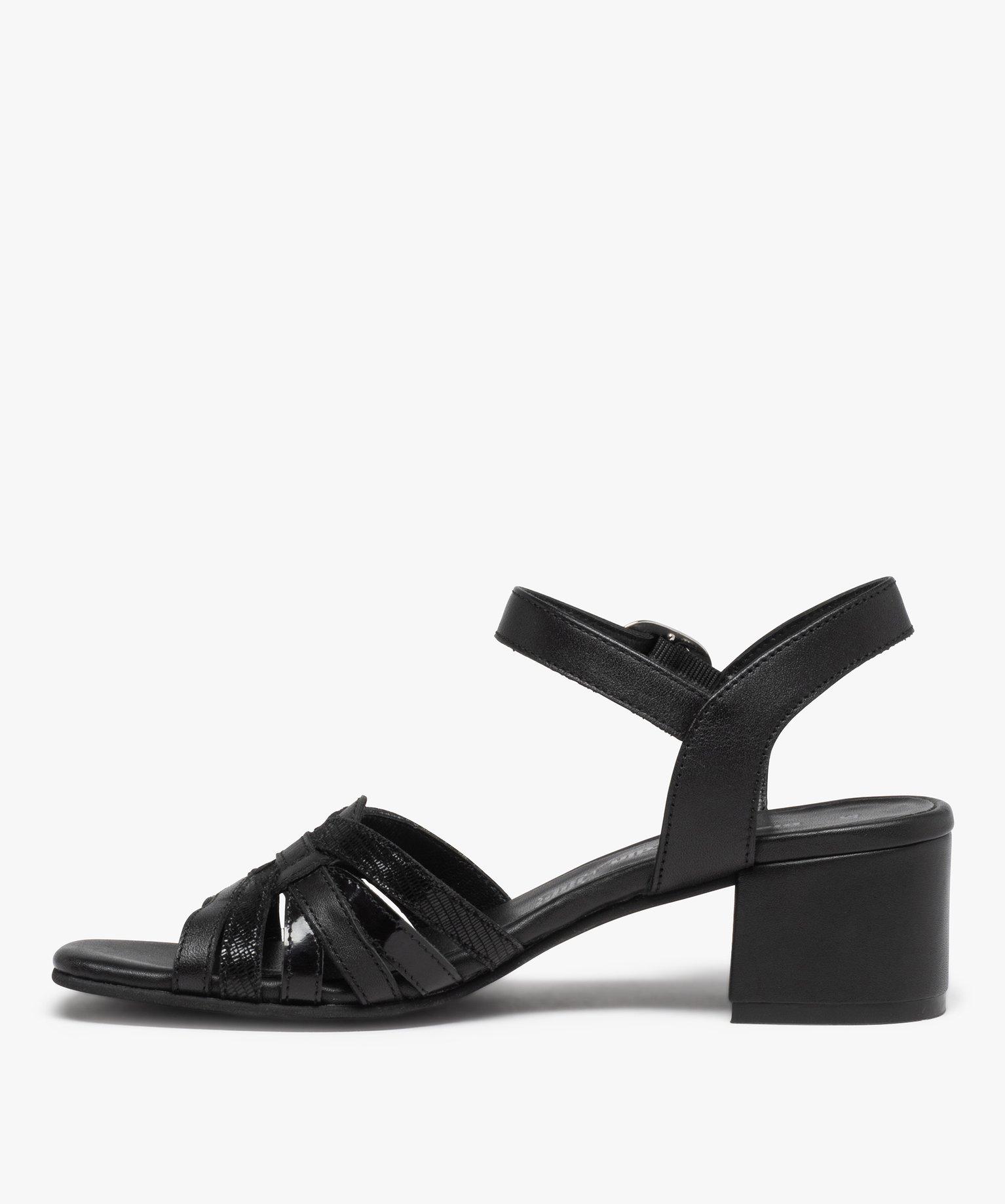Sandales femme dessus fines brides en cuir – Pierre Cardin noir | GEMO