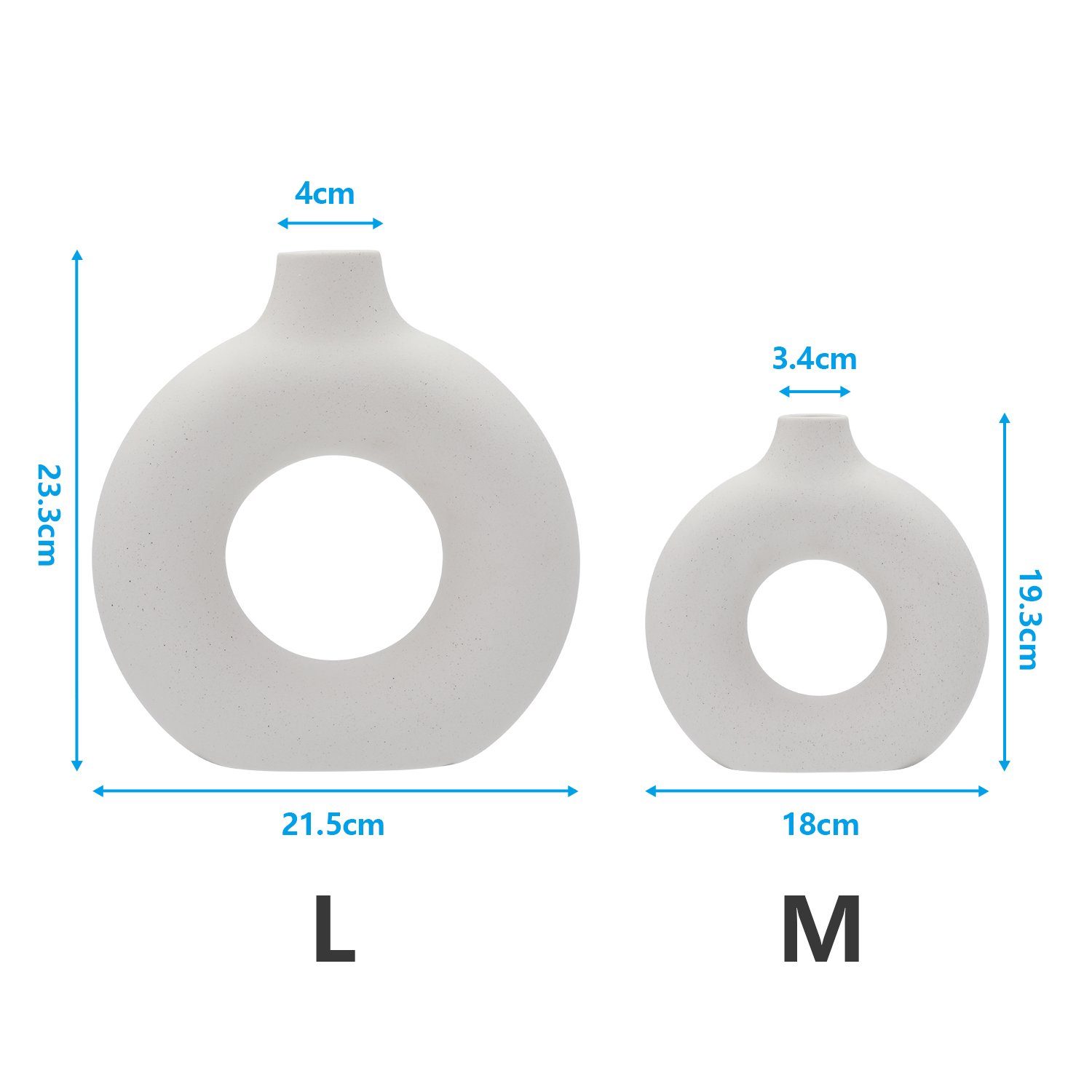 Vicbuy Dekovase (2 St), Keramik Vase, Vasen matt, Pampasgras-Vase, L+M