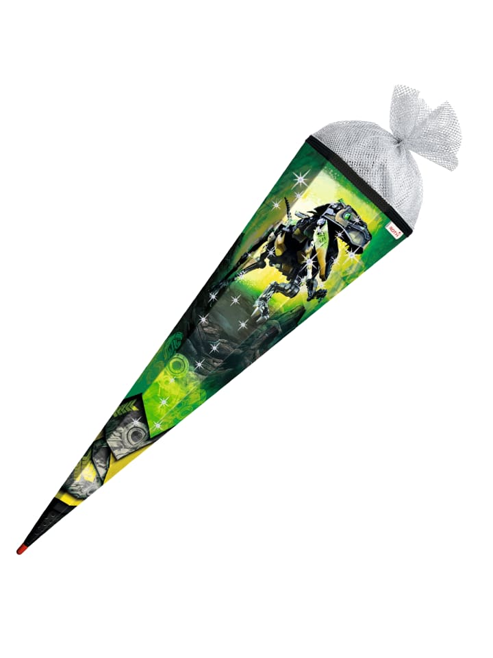 ROTH Schultüte groß Robo Rex 85 cm, Glanzfolie Silbertüll in Grün günstig kaufen onesize