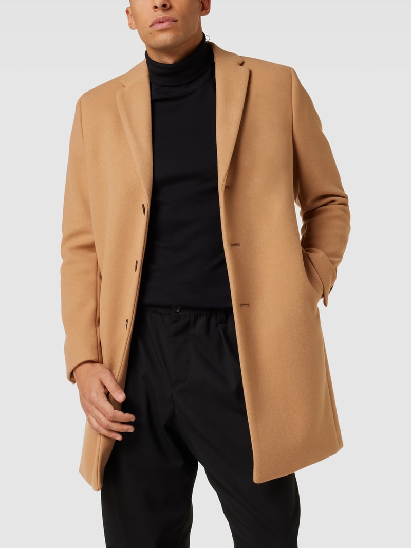 Mantel mit seitlichen Eingrifftaschen in camel