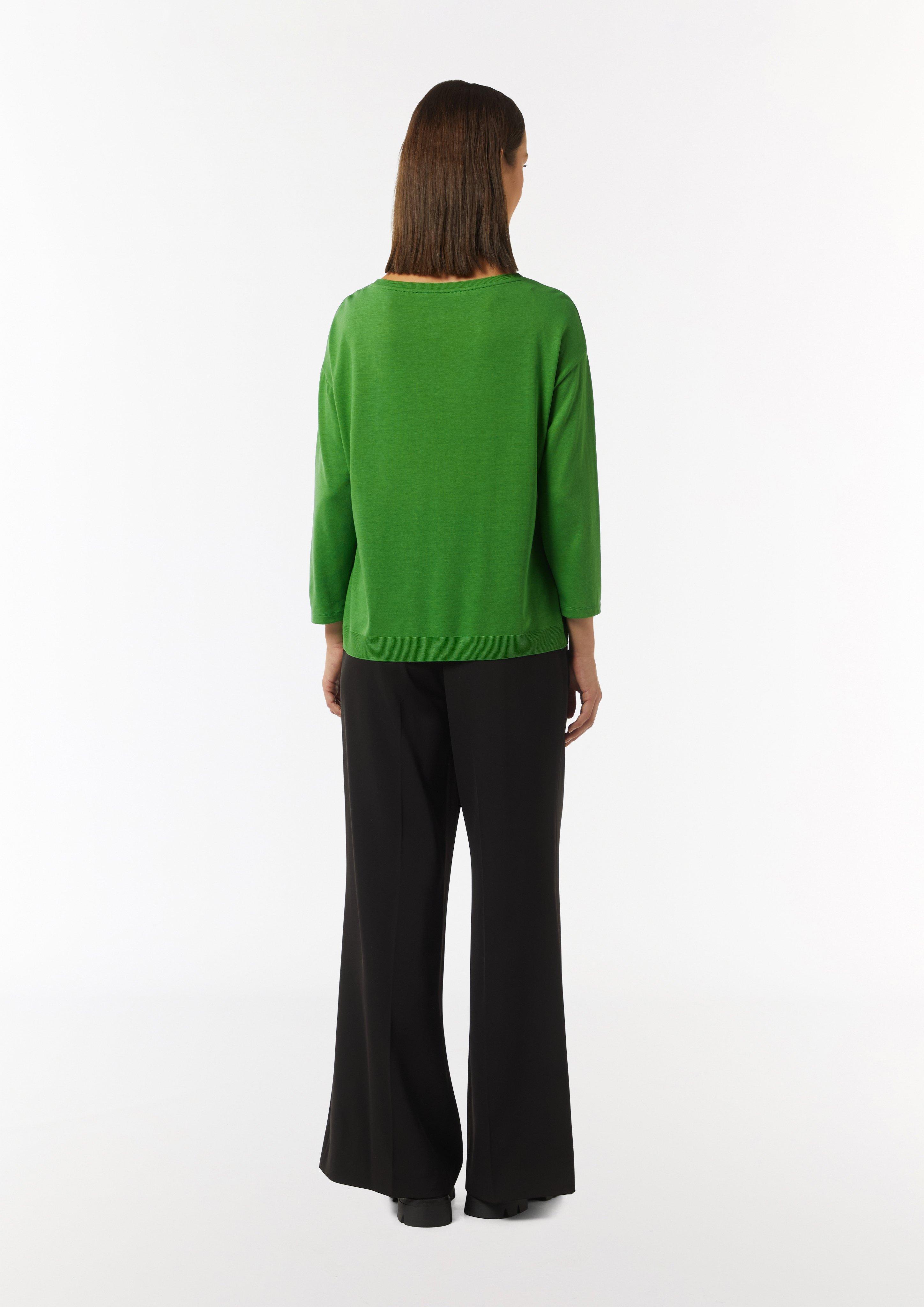 Longsleeve aus Strickjersey mit U-Boot-Ausschnitt - grün