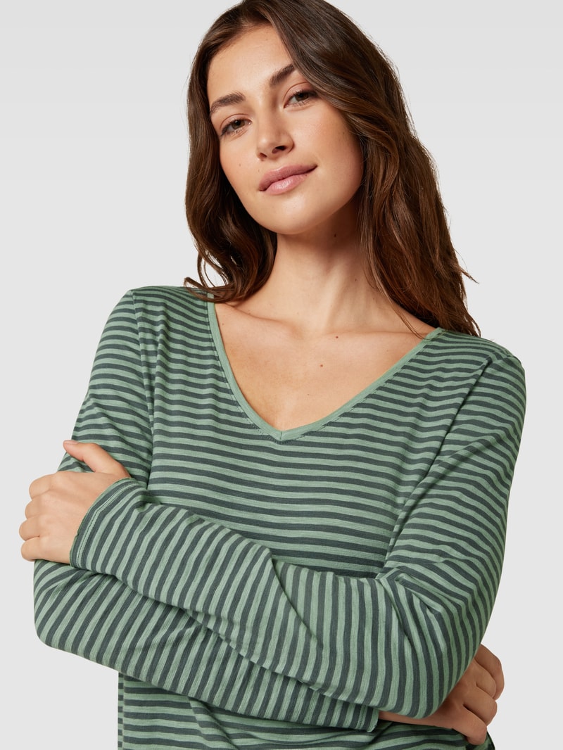 Longsleeve mit V-Ausschnitt in hellgrün