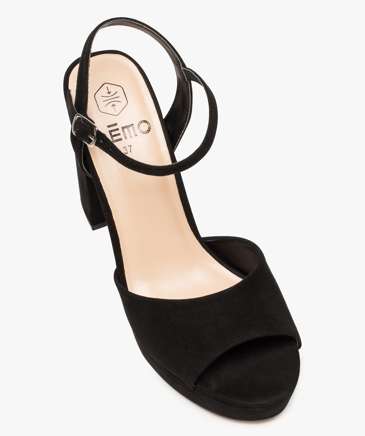Sandales femme à talon haut et plate-forme noir | GEMO