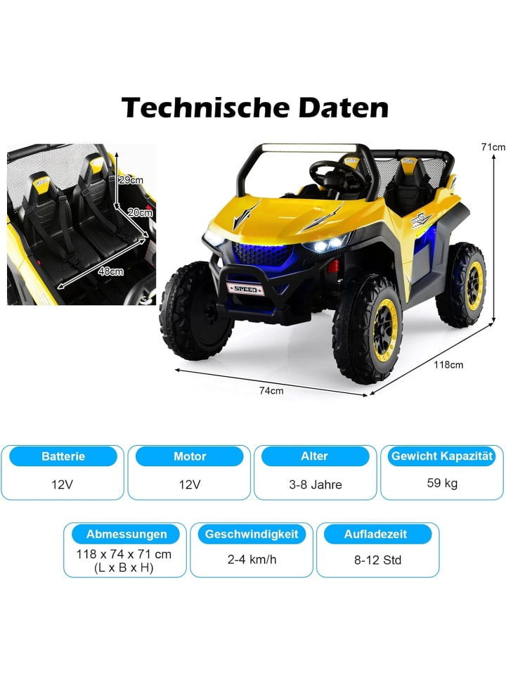 COSTWAY 2 Sitzer Elektroauto in Gelb günstig kaufen onesize