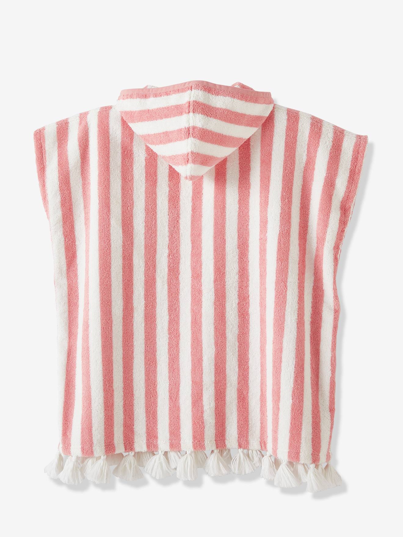 Poncho de bain enfant à rayures personnalisable bleu