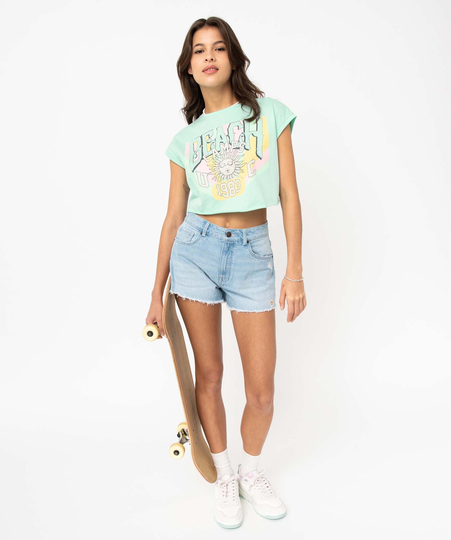 Tee-shirt crop top sans manches femme - Camps United vert | GEMO