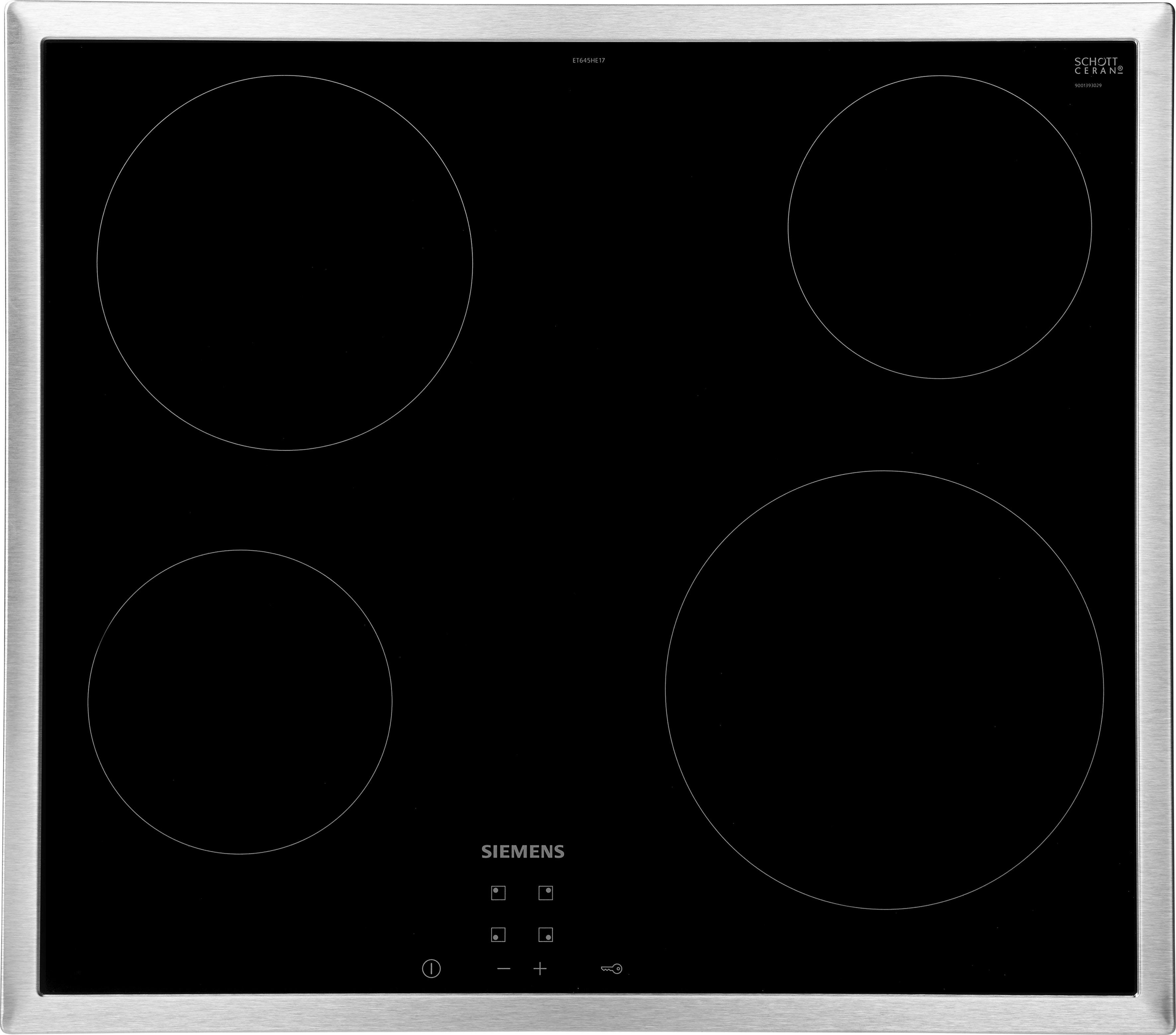 SIEMENS Elektro-Kochfeld von SCHOTT CERAN® iQ100 ET645HE17, mit Funktionsdisplay
