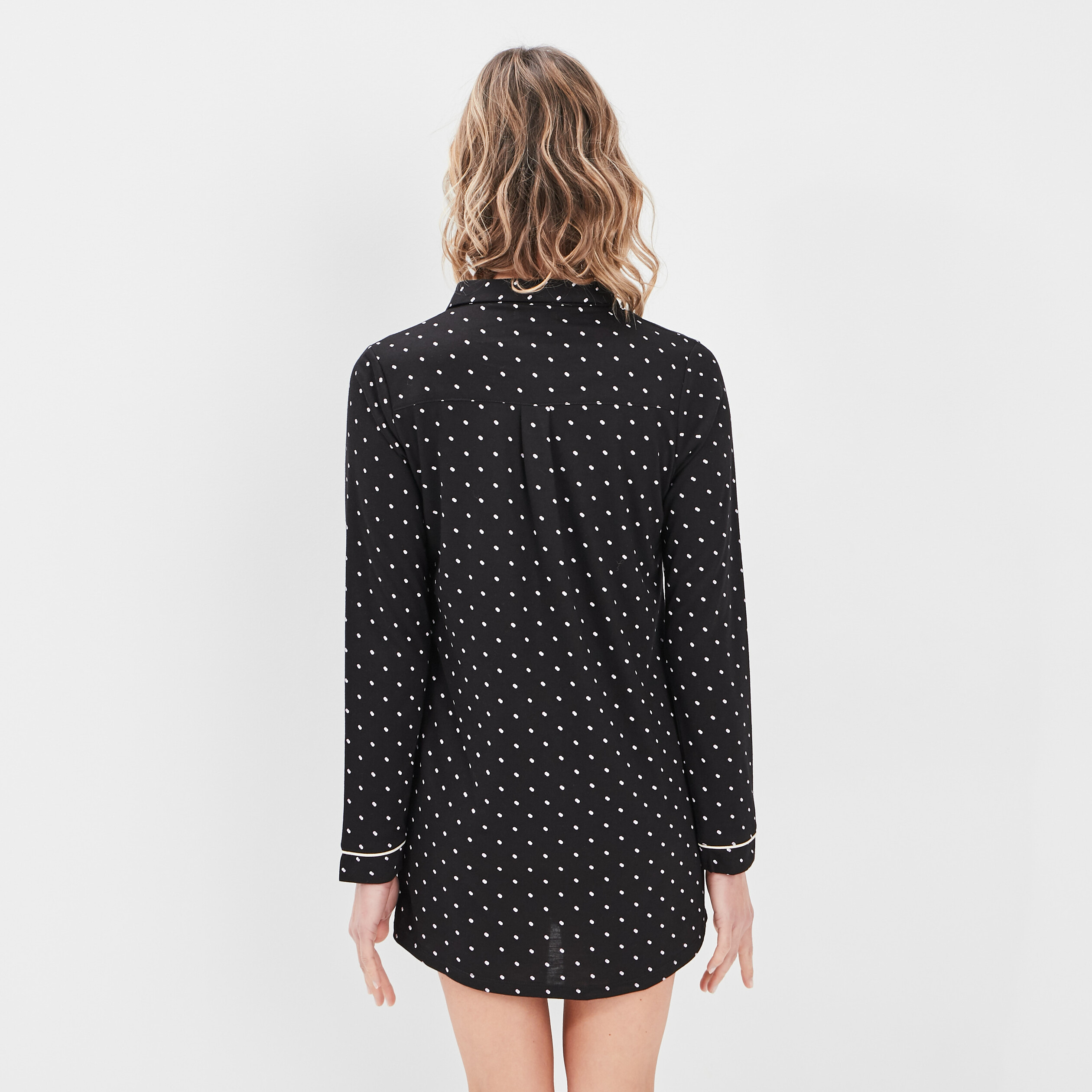 Chemise de nuit liquette noir femme | La Halle