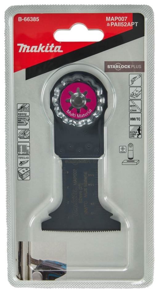 Lamă de ferăstrău cu imersie Makita B-66385 MAP007, lamă multifuncțională Starlock Plus, 52x50mm