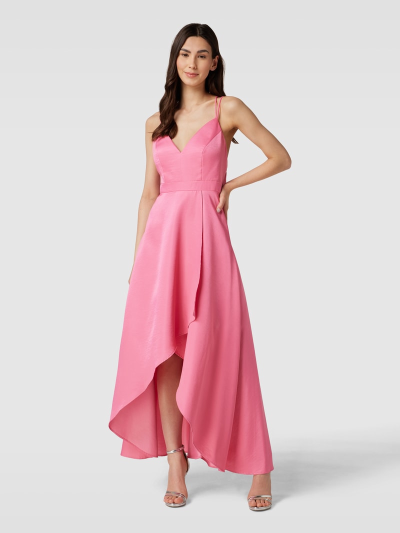 Abendkleid im Vokuhila-Stil in metallic rosa meliert