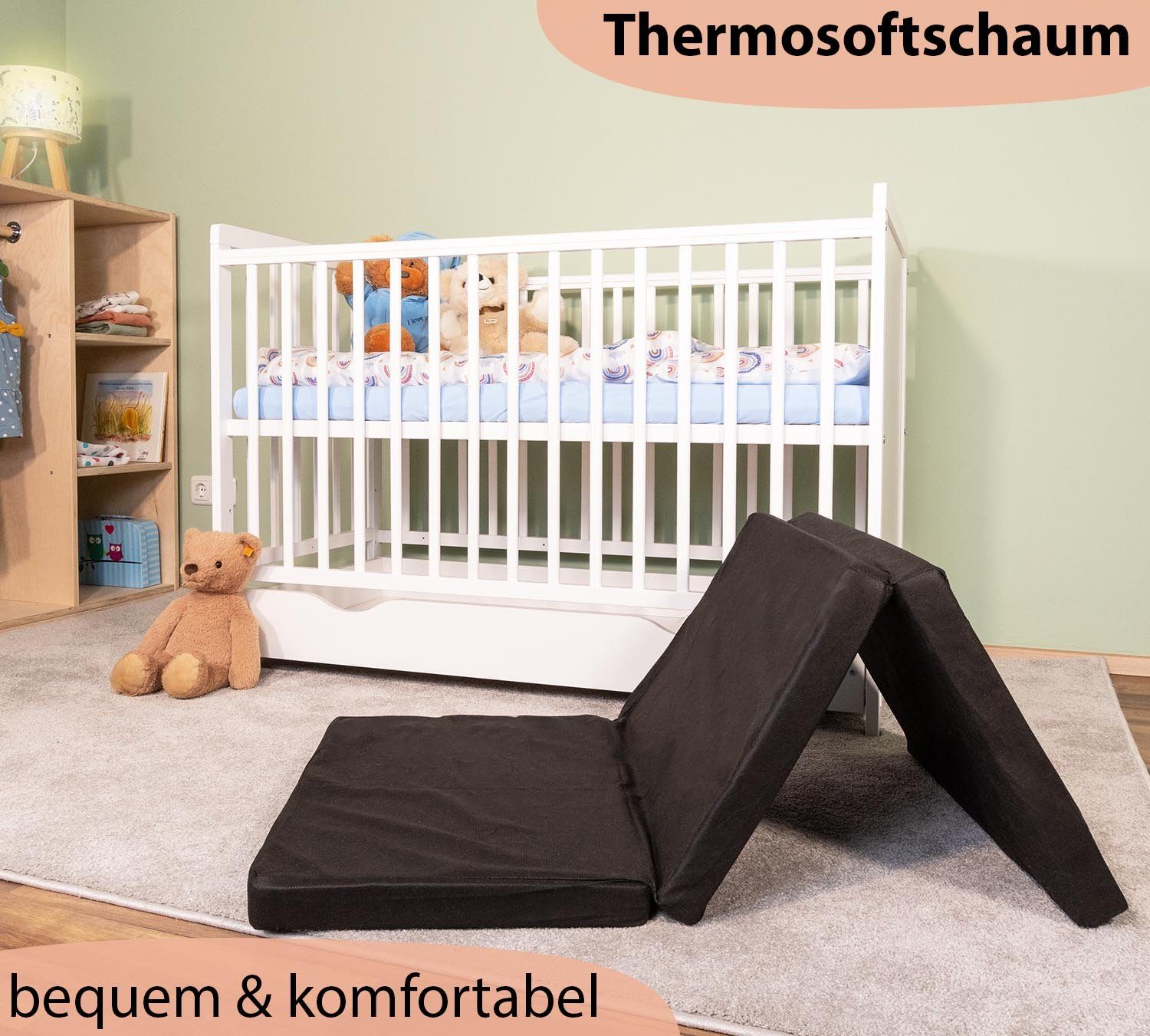 Klappmatratze Komfort Reisebettmatratze Faltmatratze, Alcube, 4.5 cm hoch, (Set, praktischer Tragetasche), Reisebettmatratze 60x120 cm - Matratze für Baby