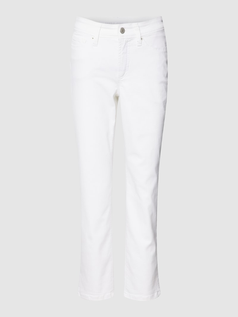 Jeans mit Label-Patch Modell 'PIPER' in weiß