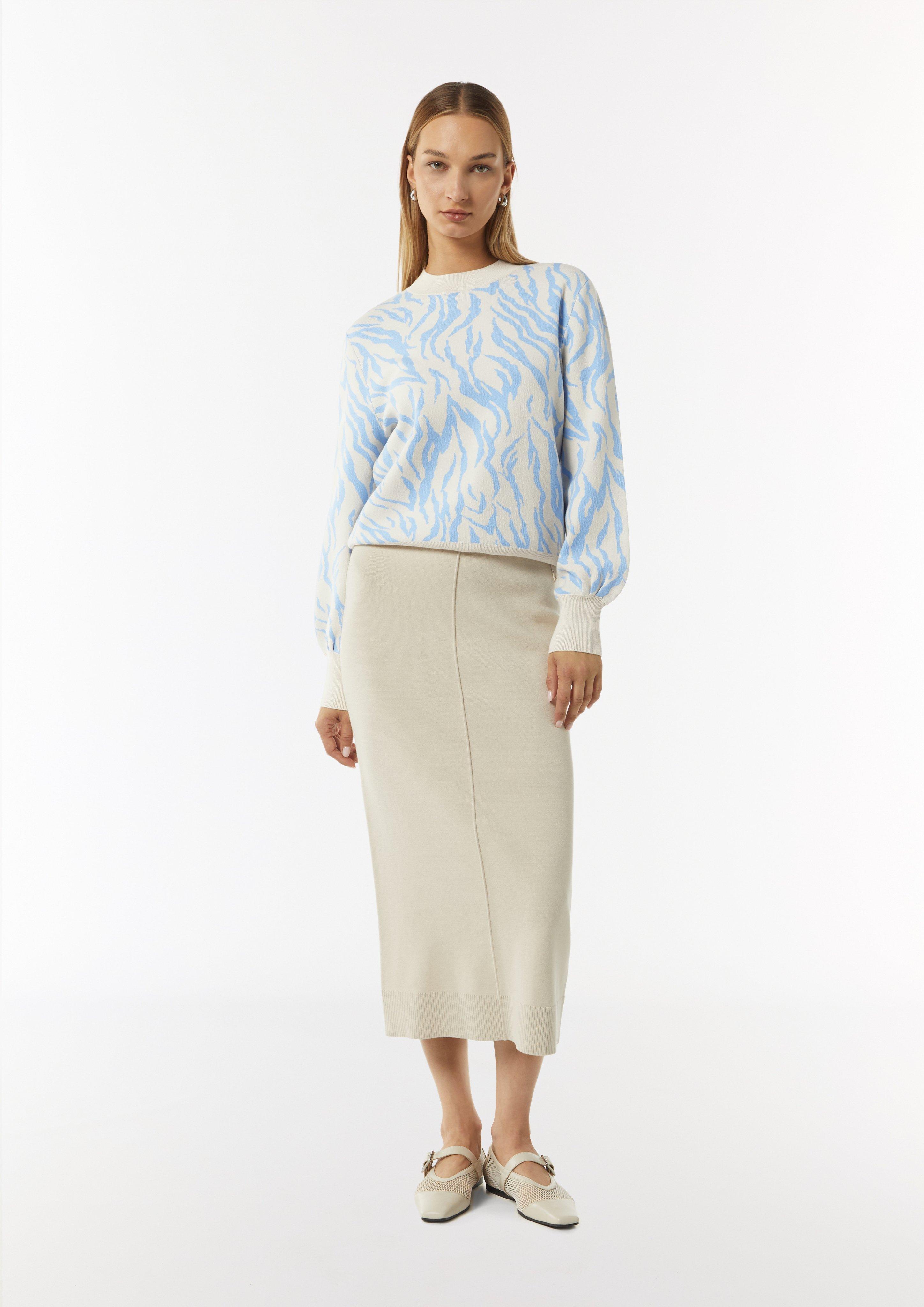 Feinstrickpullover mit Jacquard-Muster - himmelblau