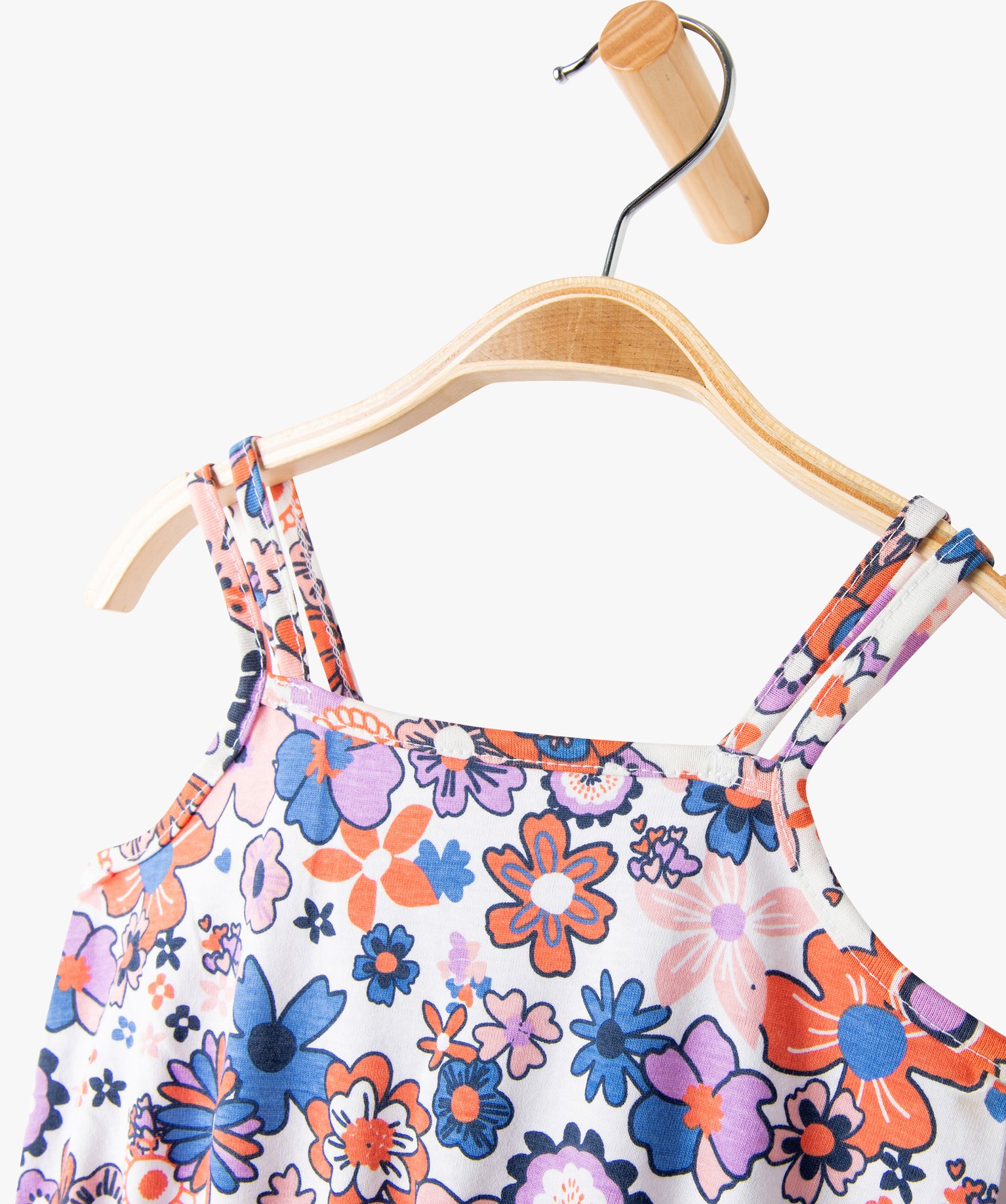 Robe bébé fille à bretelles fines et motifs fleuris ecru | GEMO