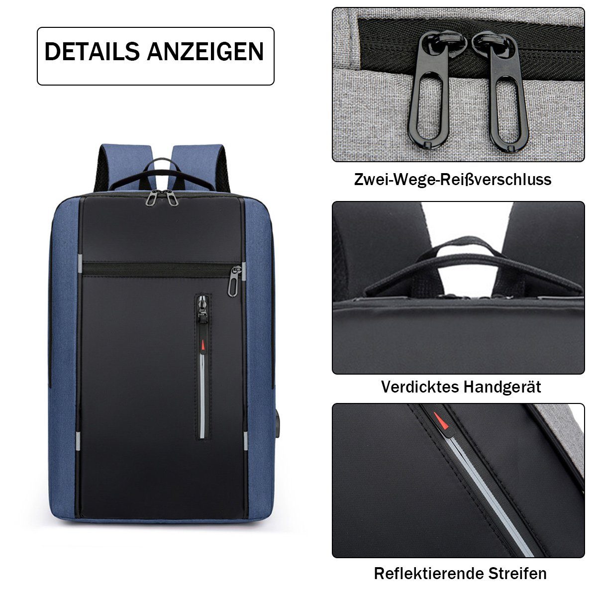 FeelGlad Reiserucksack Großer Reiserucksack Damen Wasserdichter mit USB-Ladeanschluss