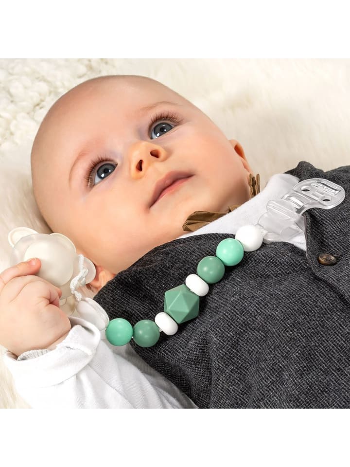 MiaMia 4-tlg. Schnuller-Zubehör-Set - 2x Silikon-Schnullerbox in grau,gruen günstig kaufen onesize