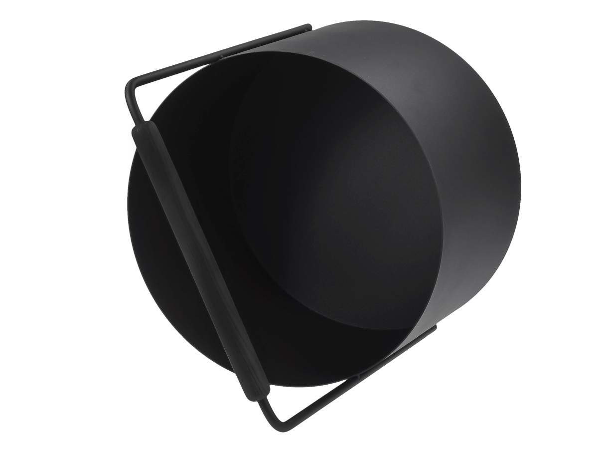 blomus Kaminholzkorb Ashi, Ø 35cm, Brennholzkorb aus Metall mit Holzgriff aus Eiche