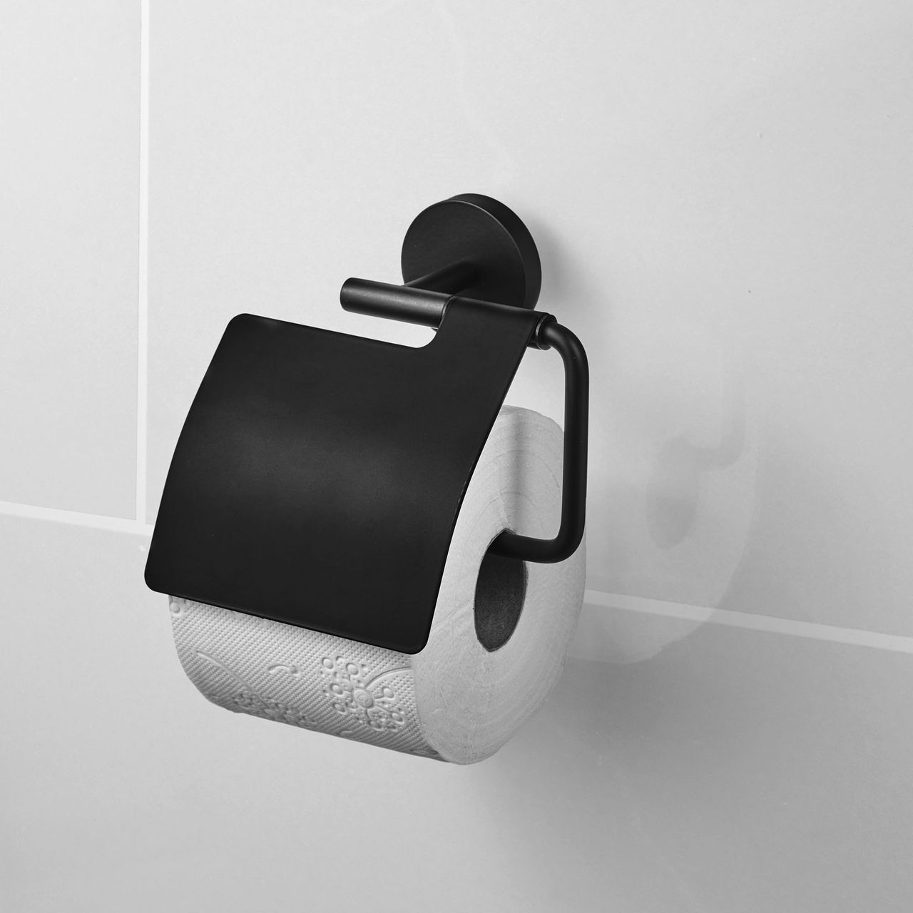 Weles AMARE Luxus WC-Rollenhalter mit Deckel - Edelsthal Schwarz, 5,4 x 14,4 x 14,5 cm
