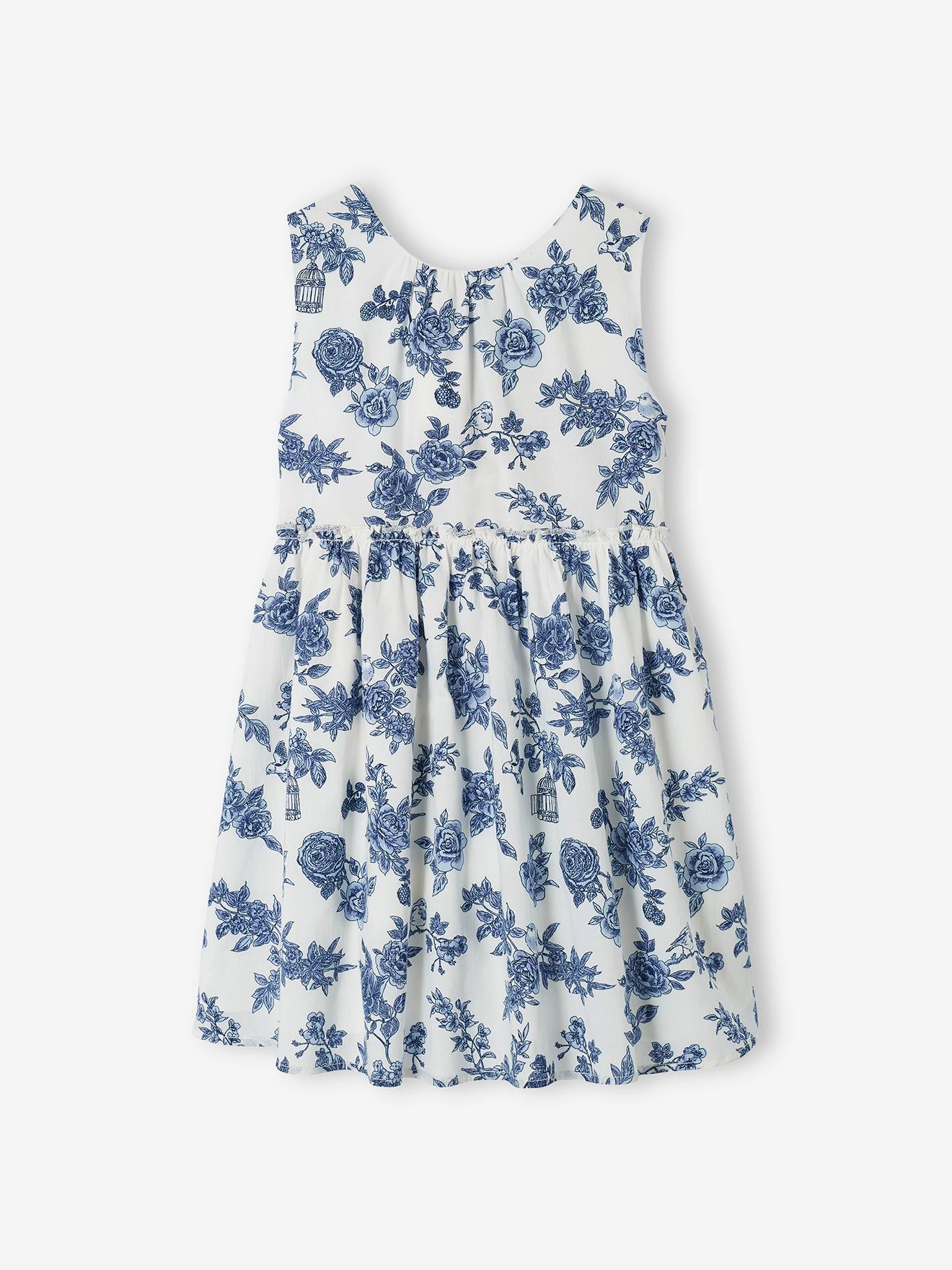 Robe de cérémonie à fleurs fille noeud au dos écru