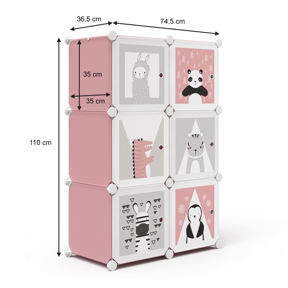 Vicco Bücherregal Kleiderschrank Steckregal Andy rosa modular 6 Fächer