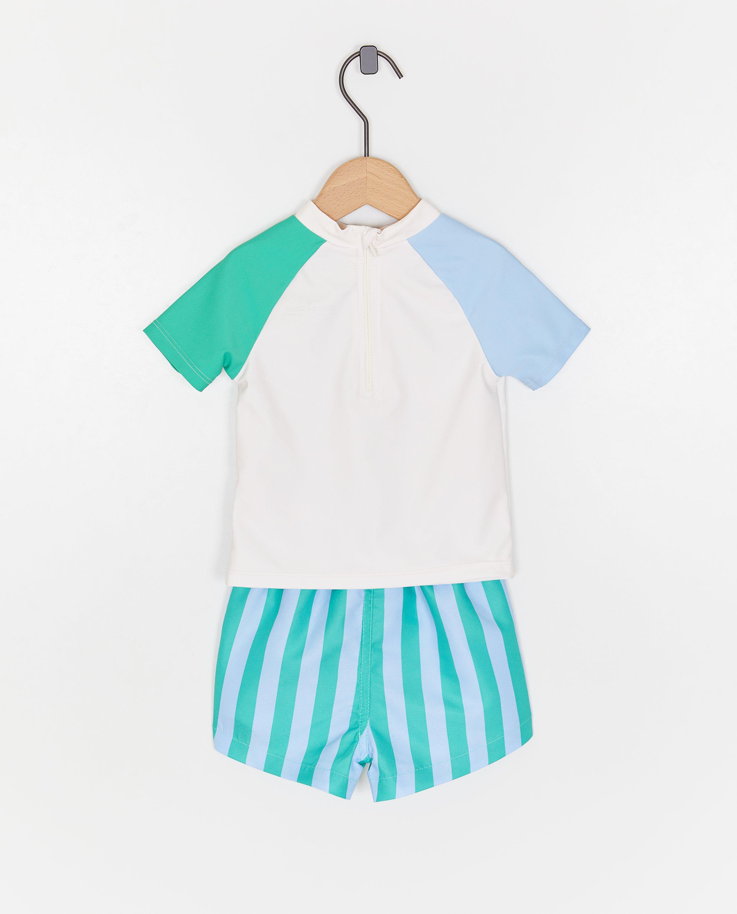 Îmbrățișări și Zâmbete Zwemset: top + pantaloni scurți, UPF 50+, alb 62-104