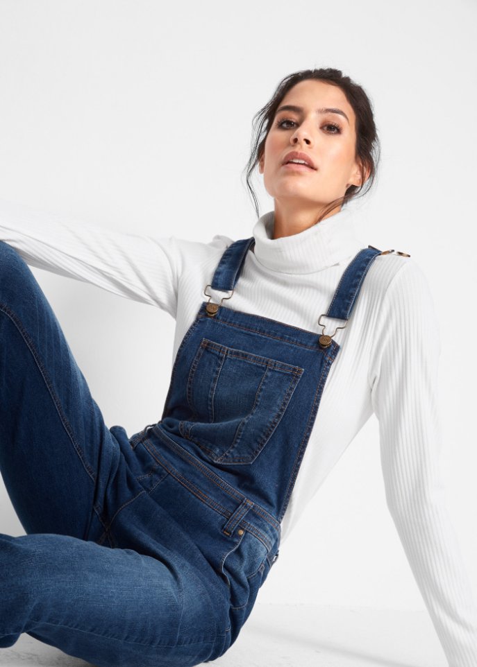 Jeans-Latzhose, bequem geschnitten
