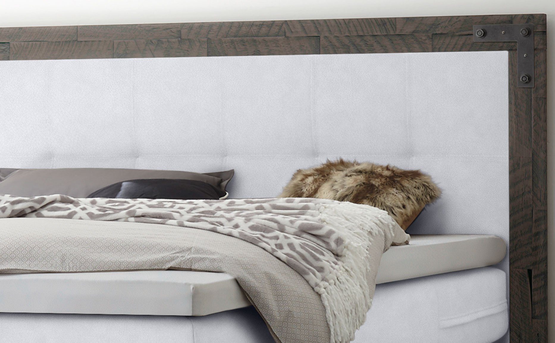 HASENA Boxspringbett Chicago, im Vintagelook mit Punktsteppung im Kopfteil, Massivholz-Umrandung