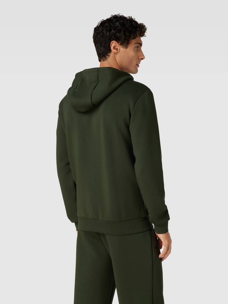 Sweatjacke mit Kontrastpaspeln in olivgrün