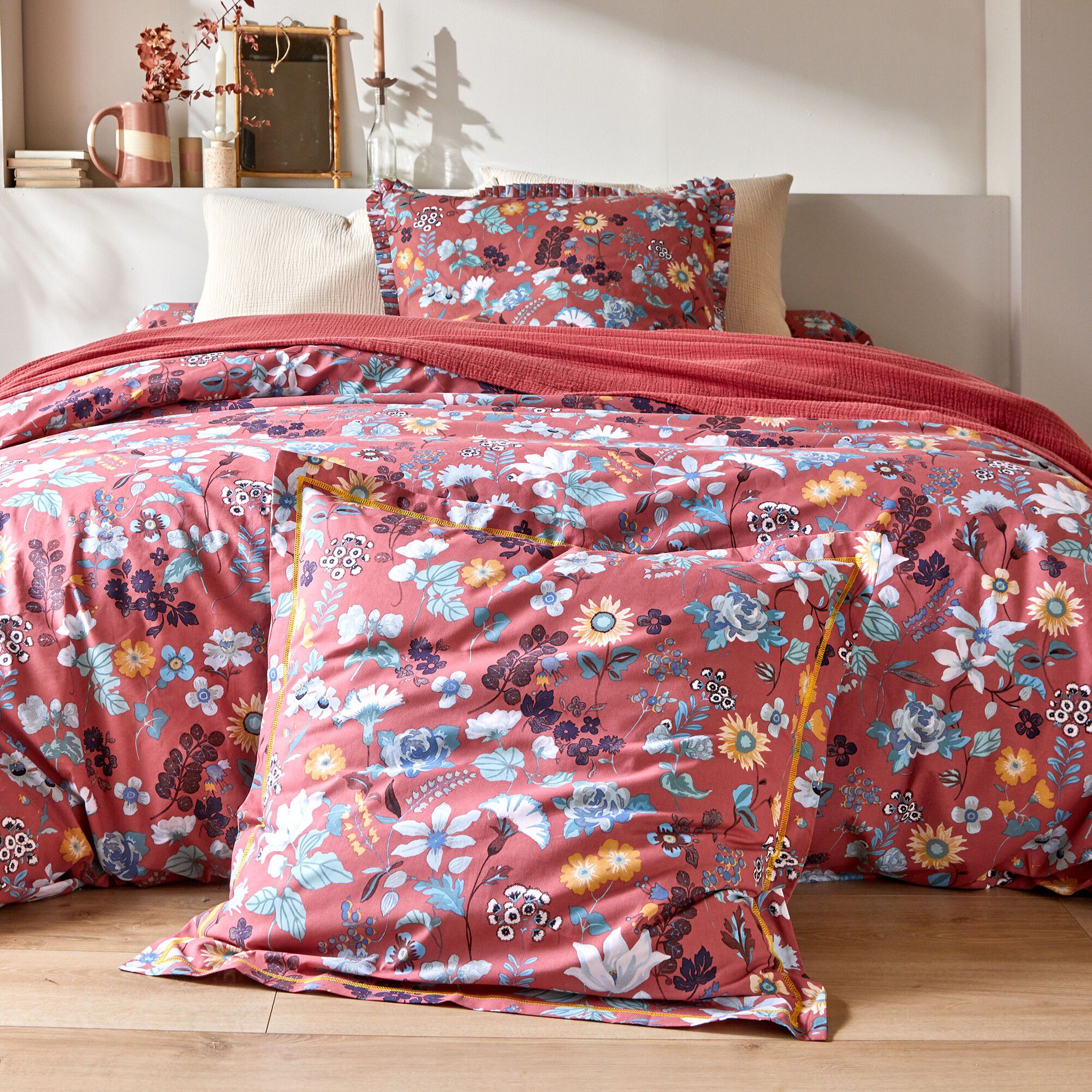Linge de lit Kelly en coton imprimé floral