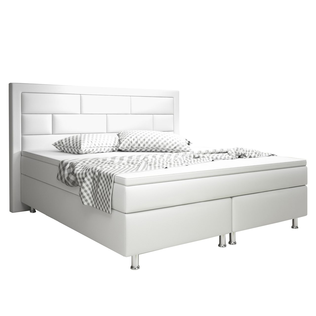 IHG Boxspringbett Nizza 180x200 cm Kunstleder Weiß