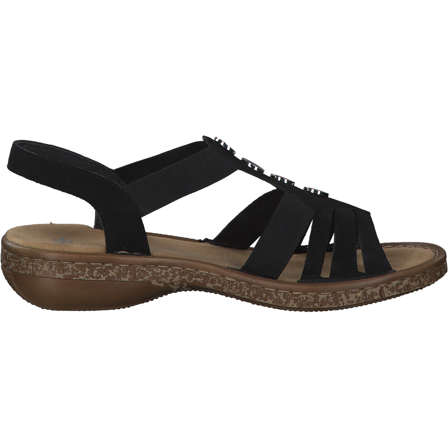 Rieker 62831, Klassische Sandalen, Damen, Schwarz