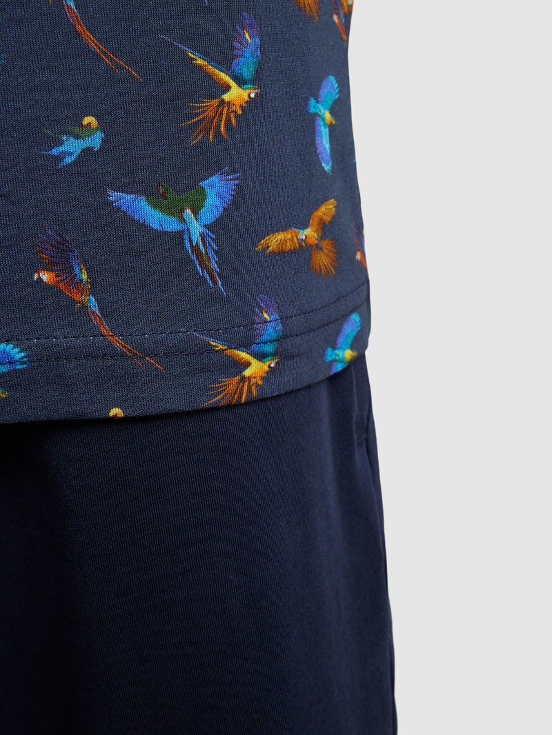 Pyjama mit Allover-Muster Modell 'SHORTY' in gelb