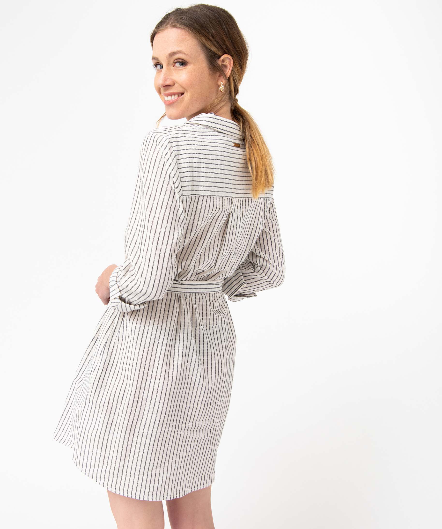 Robe chemise femme à manches longues rayée - LuluCastagnette raye | GEMO