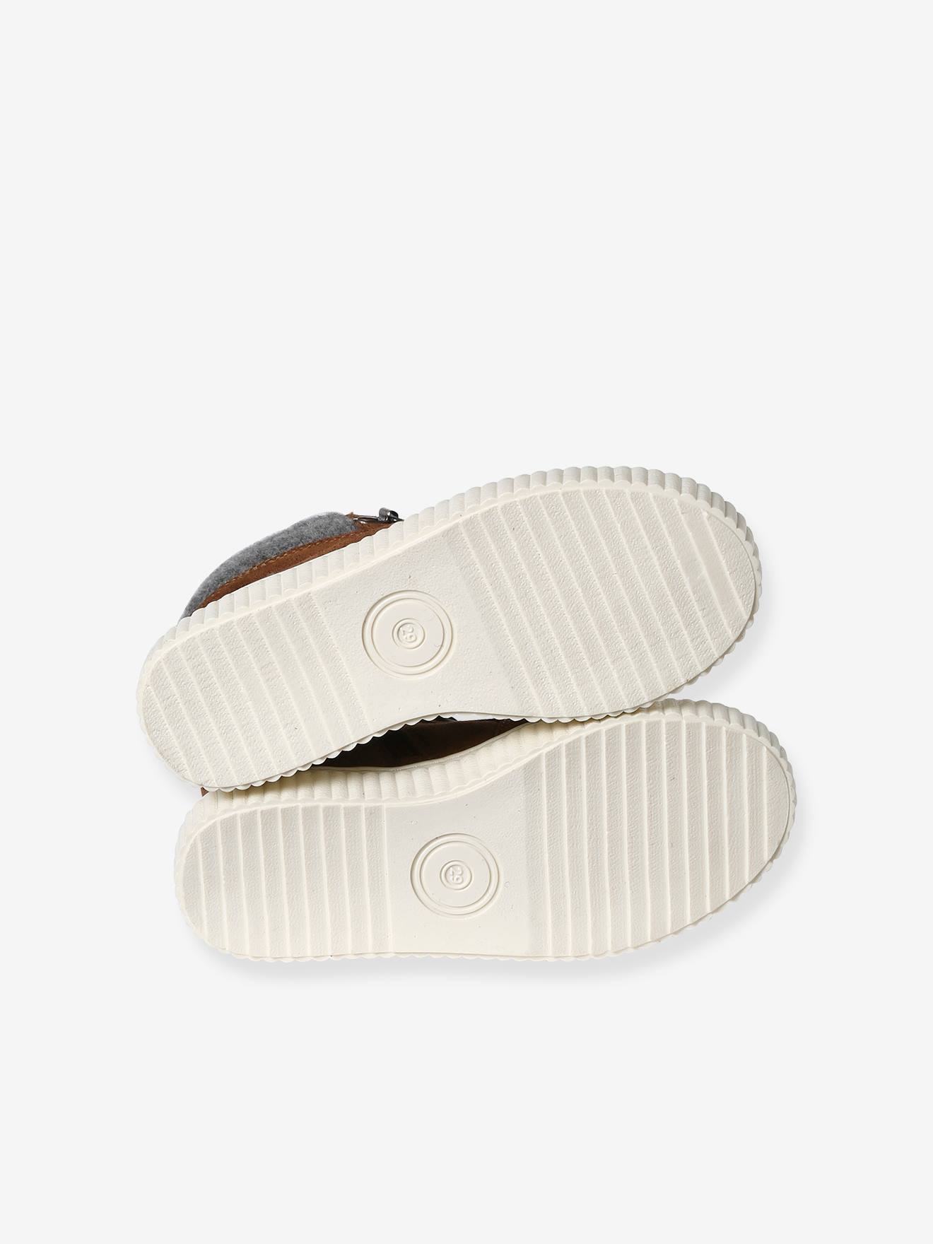 Vertbaudet Warme Kinder High-Sneakers, Reißverschluss und Schnürung - braun