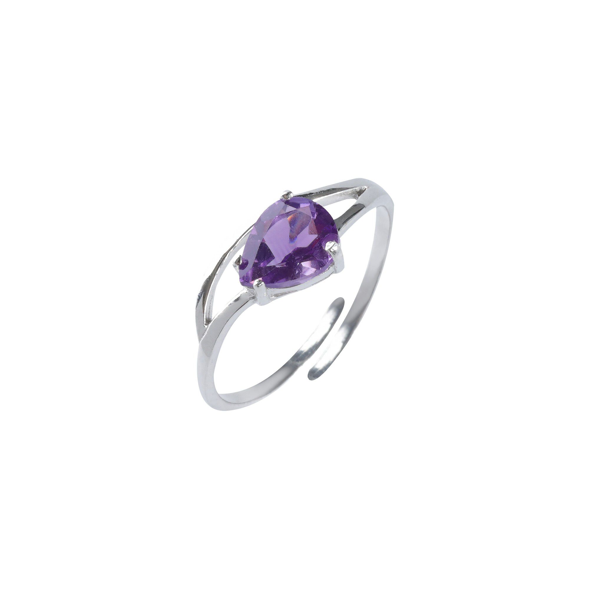 Bague réglable ovale améthyste argent