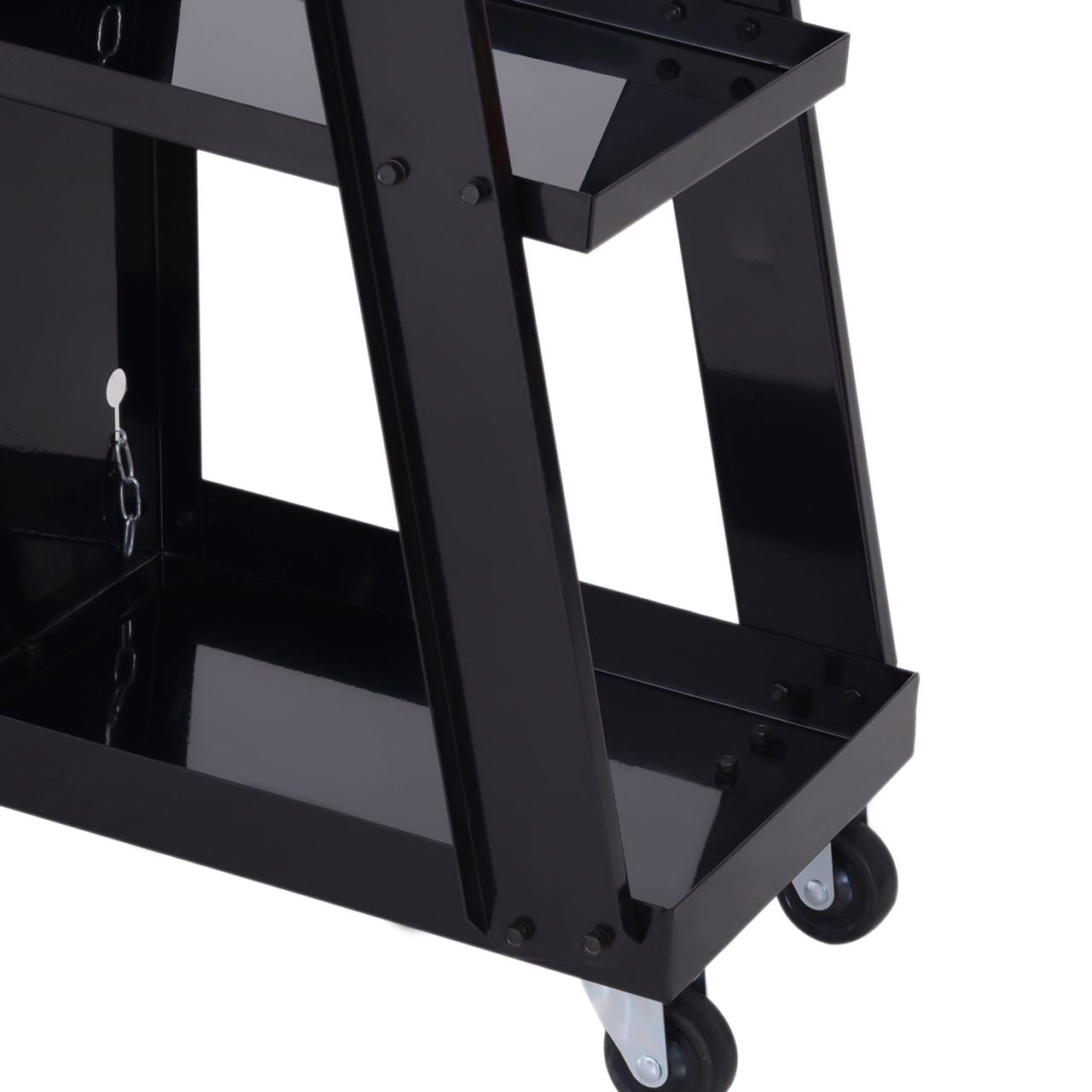 Tech Craft Schweißwagen, Gasflaschenwagen, mit Sicherheitskette, 3 Regale, schwarz
