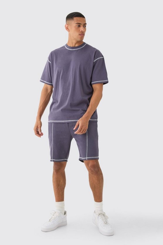 Oversize T-Shirt mit Kontrast-Naht & Shorts