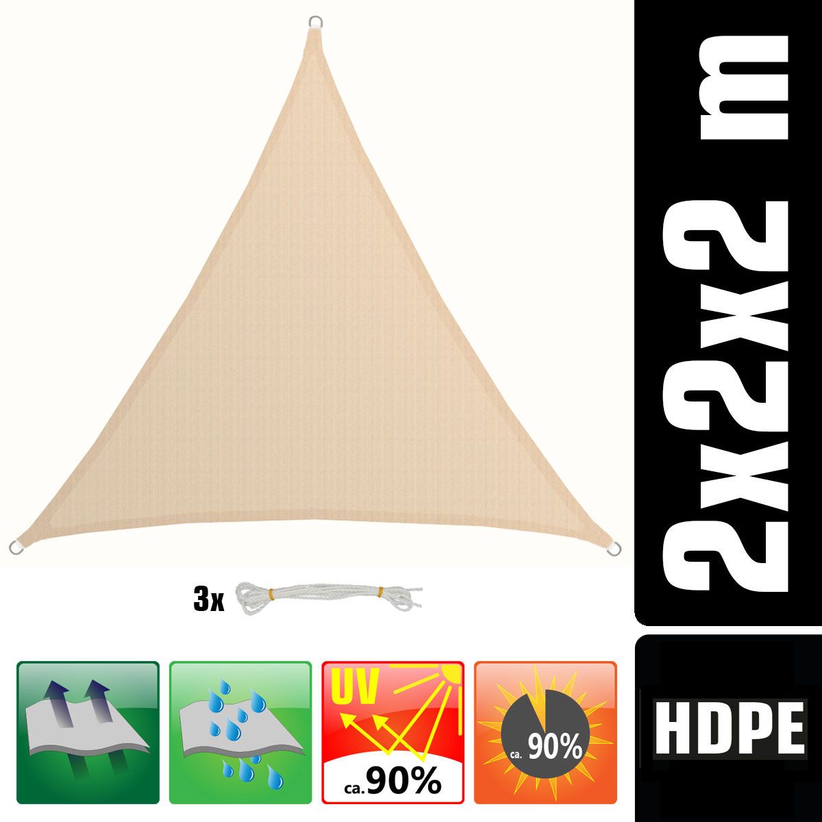 AMANKA 2 x 2 x 2 atmungsaktives UV Sonnensegel