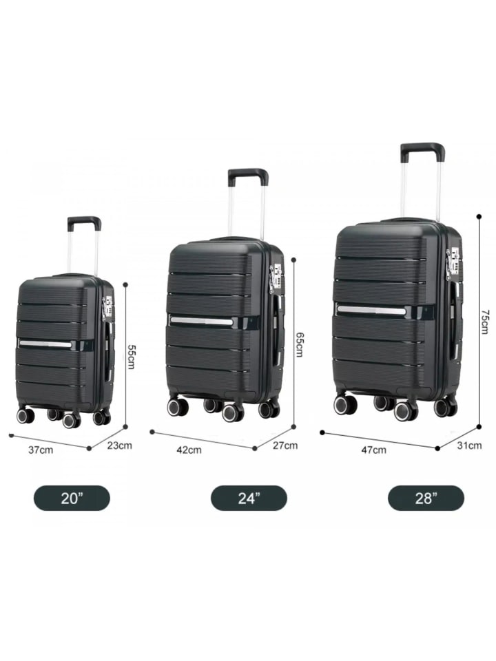 Cheffinger Reisekoffer Koffer 3 tlg Set Trolley Kofferset Handgepäck in Schwarz günstig kaufen onesize