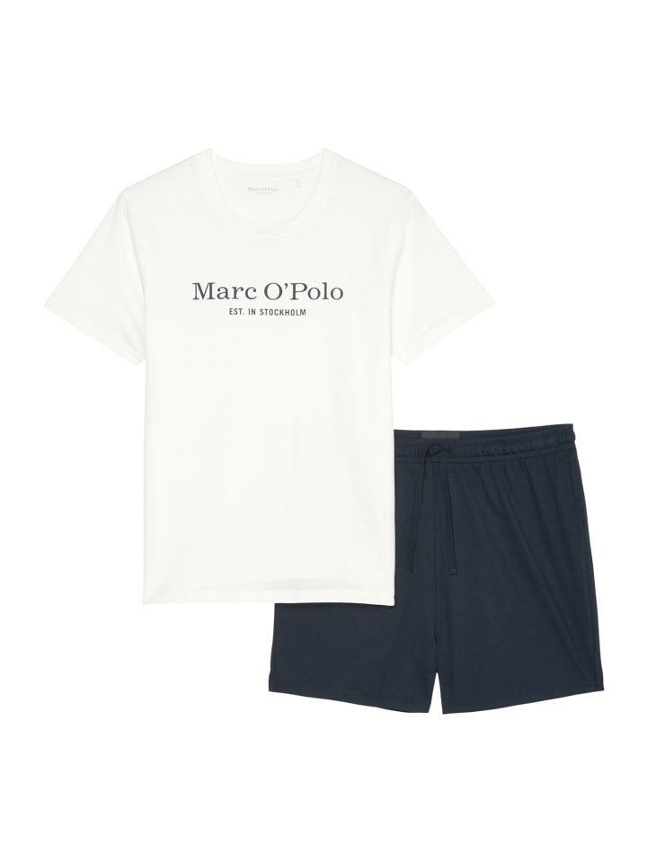 Marc O'Polo Pyjama Mix & Match Cotton in Blau/Weiss günstig kaufen