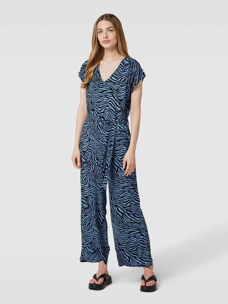 Jumpsuit aus reiner Viskose mit Animal-Print Modell 'Joella' in bleu
