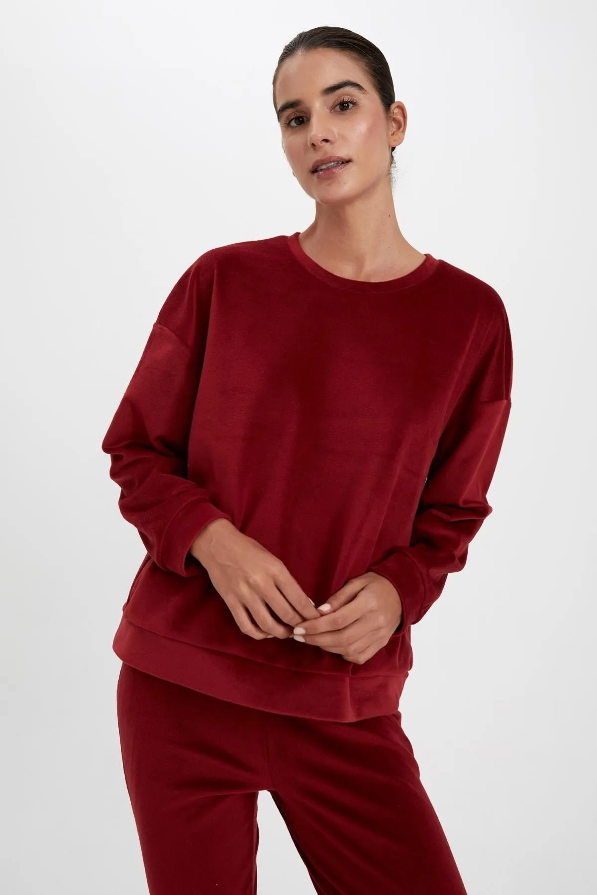 DeFacto  Verliebtes Basic-Pyjama-Oberteil mit Weihnachtsmotiv und Rundhalsausschnitt