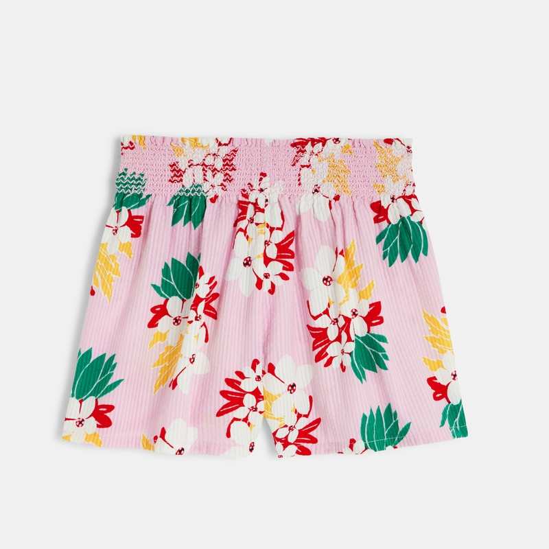 Jupe-short bébé fille rose fleurs exotiques Catimini