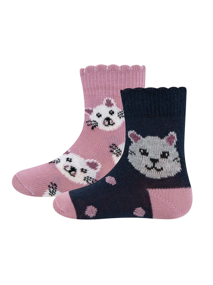 ewers 2er-Set Socken 2er Pack Katze in navy/altrosa günstig kaufen