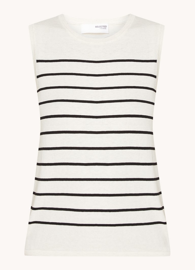 Selected Femme Berga fine knit top with stripe print