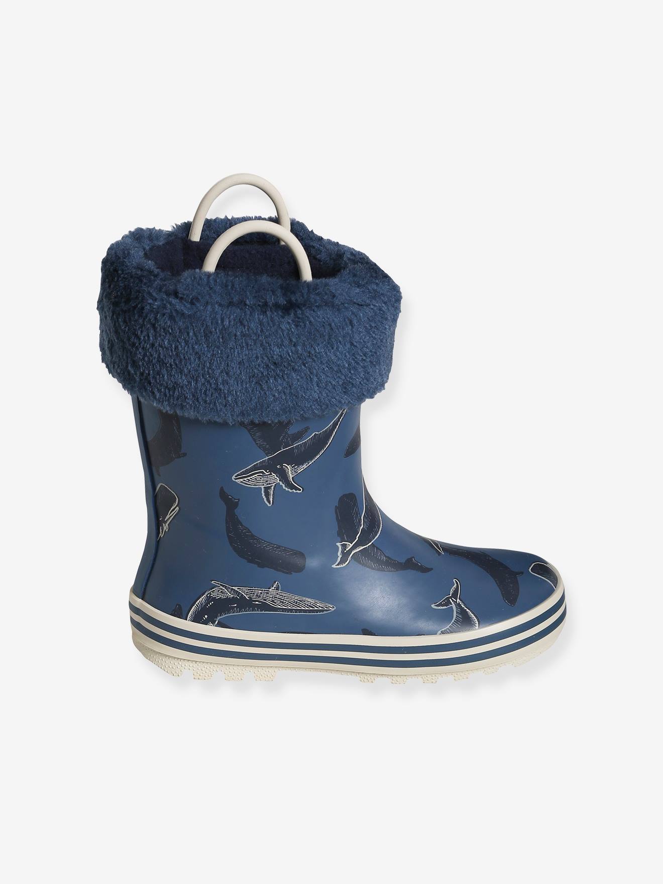 Vertbaudet Gefütterte Jungen Gummistiefel, Wale - dunkelblau bedruckt