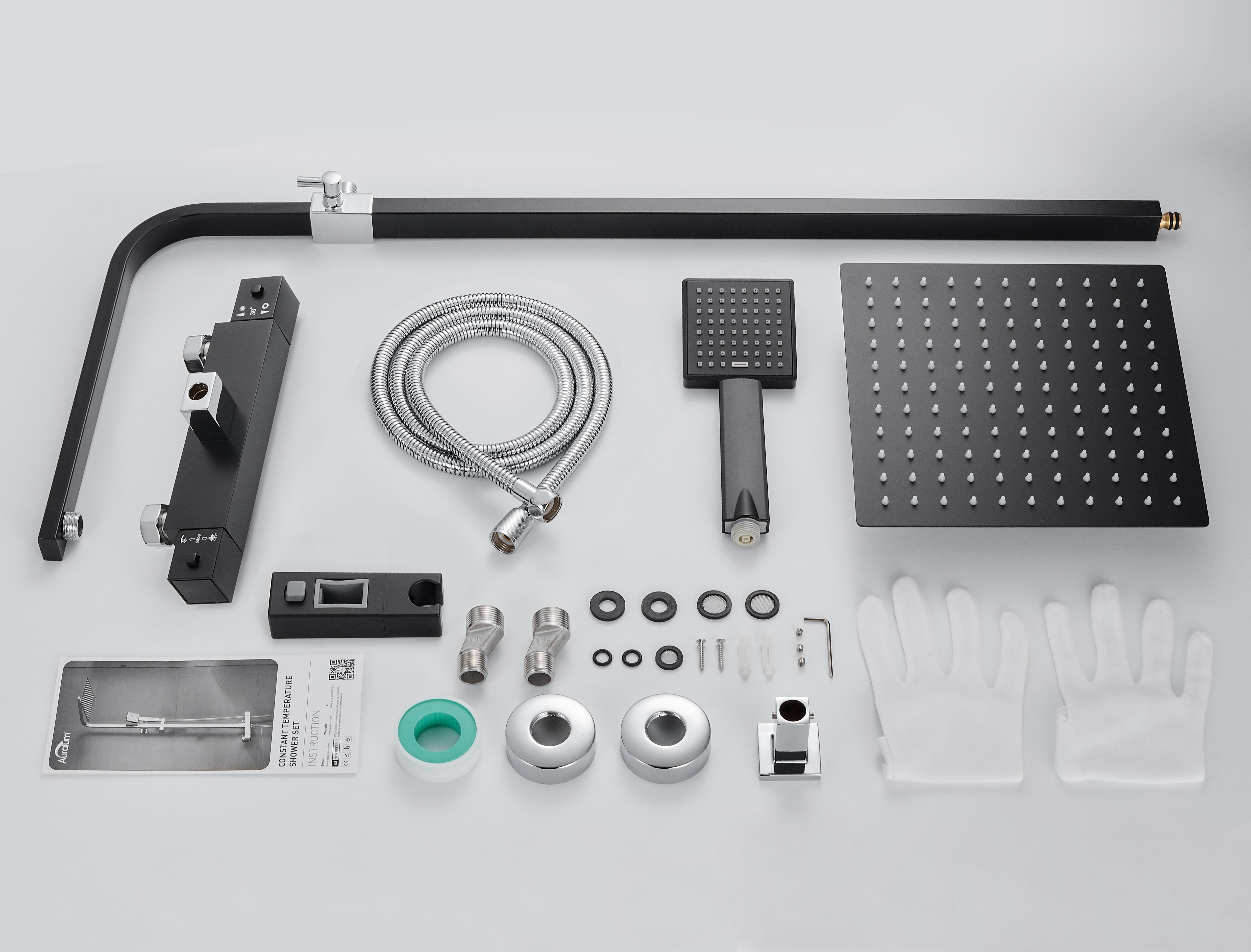 Auralum Duschsystem Duschsystem mit Thermostat Mischbatterie Duschset