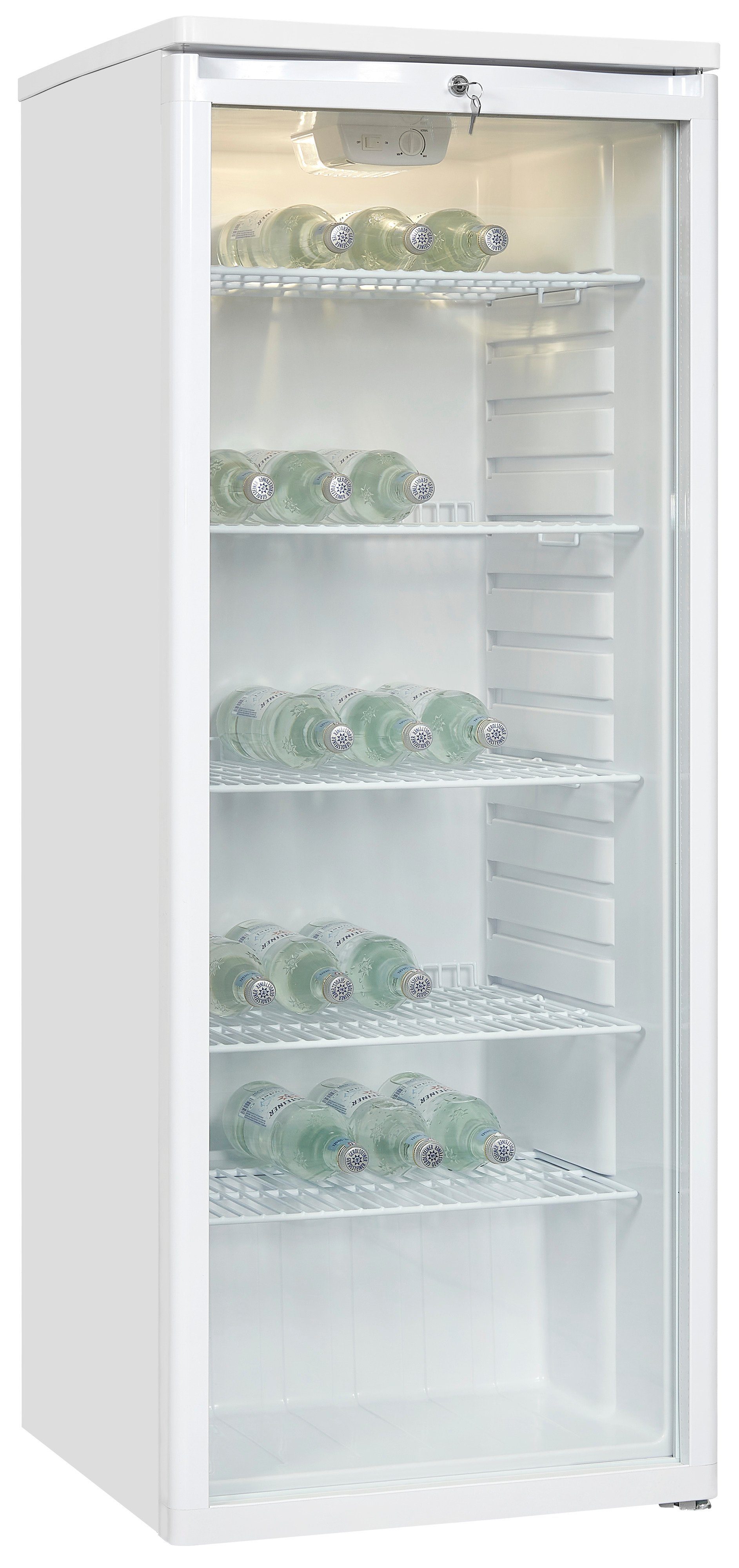 exquisit Getränkekühlschrank GKS260-GT-090F, 144 cm hoch, 54.5 cm breit, ideal für Getränke- und Flaschenlagerung
