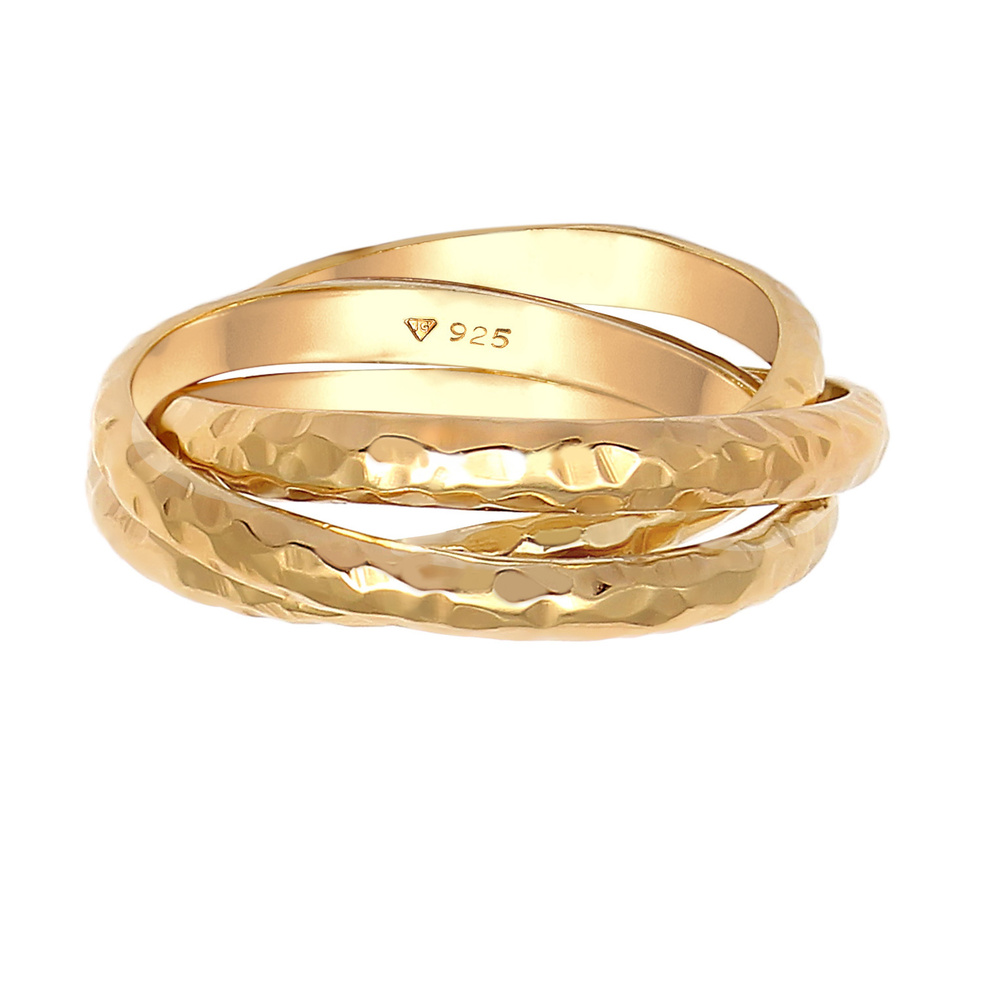 Elli Elli Bague Basic Wickelring Klassik Gehämmert 925 Silber Bague