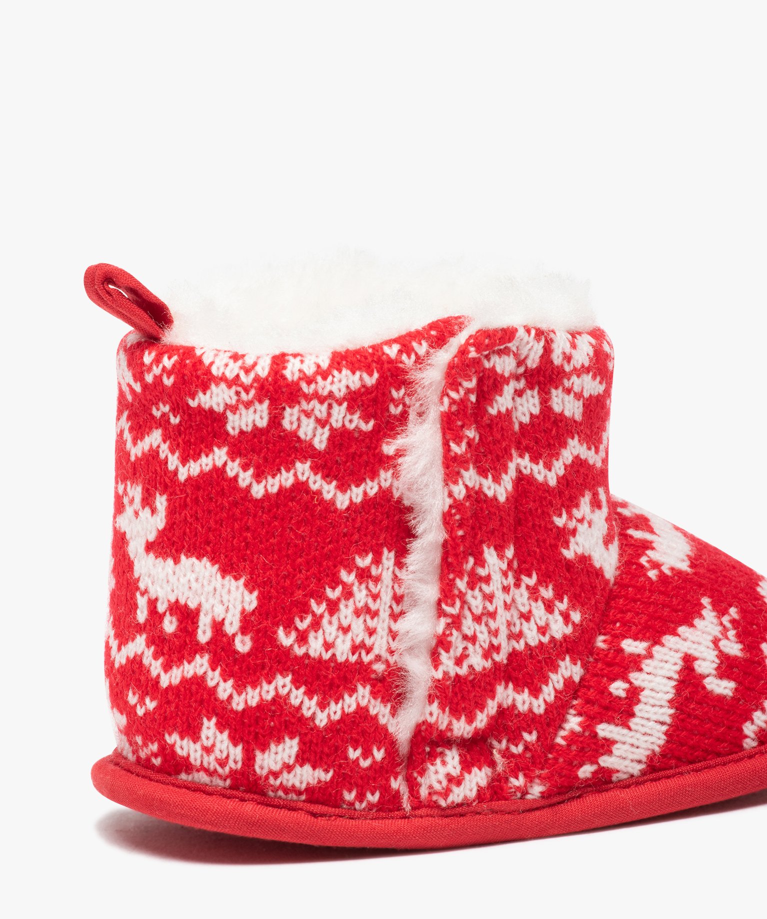Chaussons de naissance bébé boots de Nol rouge | GEMO